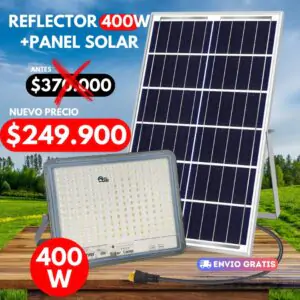 Reflector LED Solar 400W Lampara Profesional ¡Transforma tu jardín, Patio o Garaje con el Reflector Solar LED 400W! Gracias a su energía solar, ilumina sin costo de electricidad, con hasta 21 horas de luz continua. Resistente a todo clima (IP66) y fácil de instalar sin cables. Además, su sensor de luz y control remoto te dan total comodidad. ¡Ilumina tus espacios de manera eco-friendly y confiable con esta lámpara que no solo ahorra energía, sino que también es súper práctica y duradera! ¿Estás cansado de las facturas de electricidad y las luces que no aguantan el paso del tiempo? Con el Reflector Solar LED 400W Profesional, olvídate de esos problemas. Esta lámpara solar te ofrece una iluminación brillante y ecológica sin gastar en electricidad. Al ser alimentada por energía solar, no solo cuidas tu bolsillo, sino también el medio ambiente.