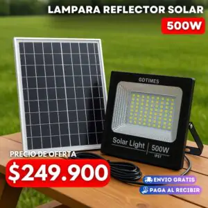 Lampara Reflector Solar 500w Proyector Led Lamparas Solares Ip67 profesional resistente al agua de 500 W con luz de jardín LED con control remoto. Reflector solar, luz de jardín, luz de inundación solar duradera para exteriores. Ilumina todo tipo de espacios con un potente resplandor. Luz solar para jardín Luz de calle para exteriores. Panel solar de alta eficiencia con control remoto, súper brillante, resistente al agua IP67. Solar reflectante avanzado. Foco de seguridad LED solar brillante para exteriores de 500 W con control remoto para camino de jardín de patio. El paquete contiene: *1 cuerpo de luz LED brillante de 500 W. -1 panel de carga solar (cable de 5 m incluido) *1 mando a distancia. -1 x bolsa de tornillos