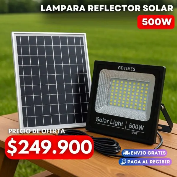 Lampara Reflector Solar 500w Proyector Led Lamparas Solares Ip67 profesional resistente al agua de 500 W con luz de jardín LED con control remoto. Reflector solar, luz de jardín, luz de inundación solar duradera para exteriores. Ilumina todo tipo de espacios con un potente resplandor. Luz solar para jardín Luz de calle para exteriores. Panel solar de alta eficiencia con control remoto, súper brillante, resistente al agua IP67. Solar reflectante avanzado. Foco de seguridad LED solar brillante para exteriores de 500 W con control remoto para camino de jardín de patio. El paquete contiene: *1 cuerpo de luz LED brillante de 500 W. -1 panel de carga solar (cable de 5 m incluido) *1 mando a distancia. -1 x bolsa de tornillos